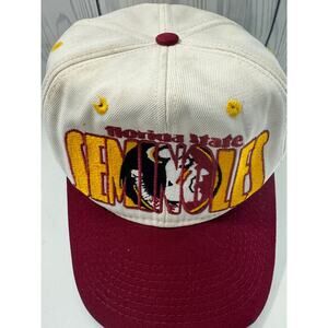 VINTAGE 90s Florida State Seminoles Hat Cap Snapback Red Big Logo